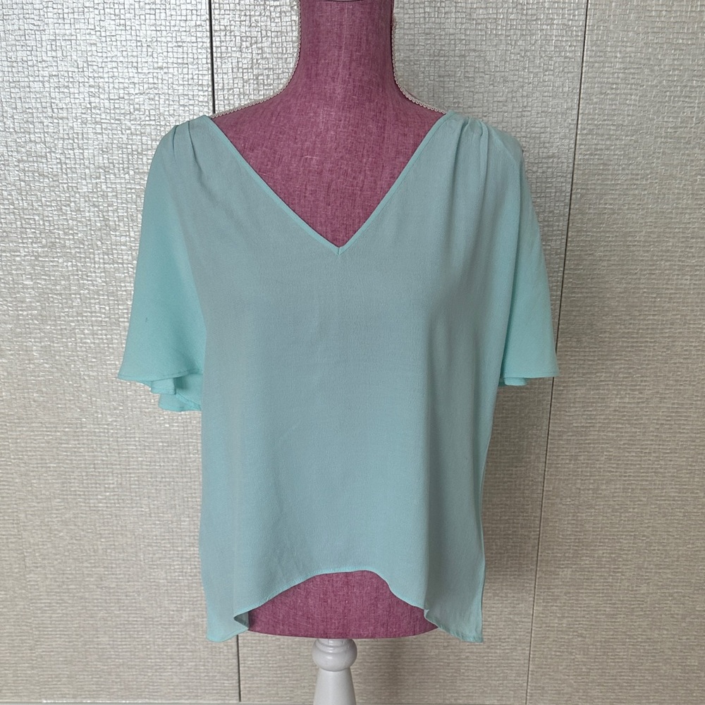 Mint Green V-Neck Women's Top